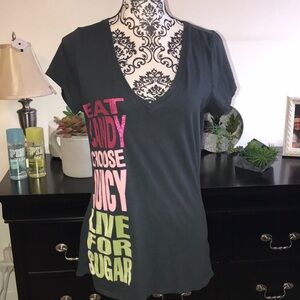 Juicy Couture Dark Gray Fitted Short Sleeve Tee Top Size XL